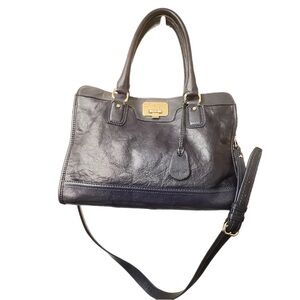 Cole Haan Handbag Valise Kendra Gray Leather  Satchel Tote Convert Shoulder Bag